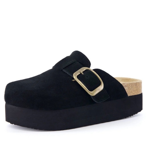 Cushionaire Shoes - Cushionaire Granola 2 Suede Black Platform Clog Women’s Size 9 W